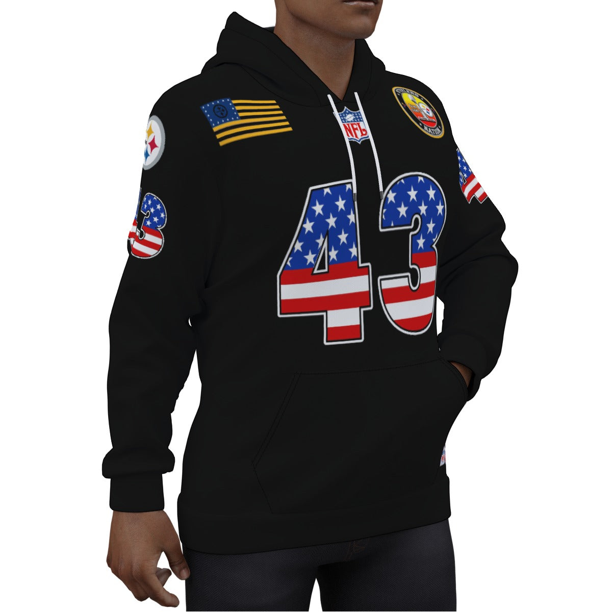Troy Polamalu The American Flag Pittsburgh Steelers Jersey Hoodie