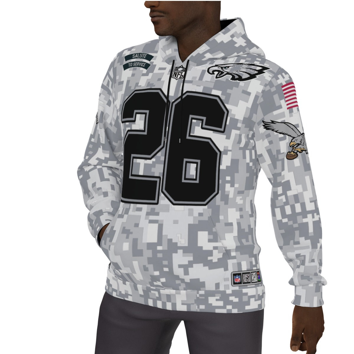 2024 Saquan Barkley Philadelphia Eagles Salute to Fleece Lined Jersey Hoodie