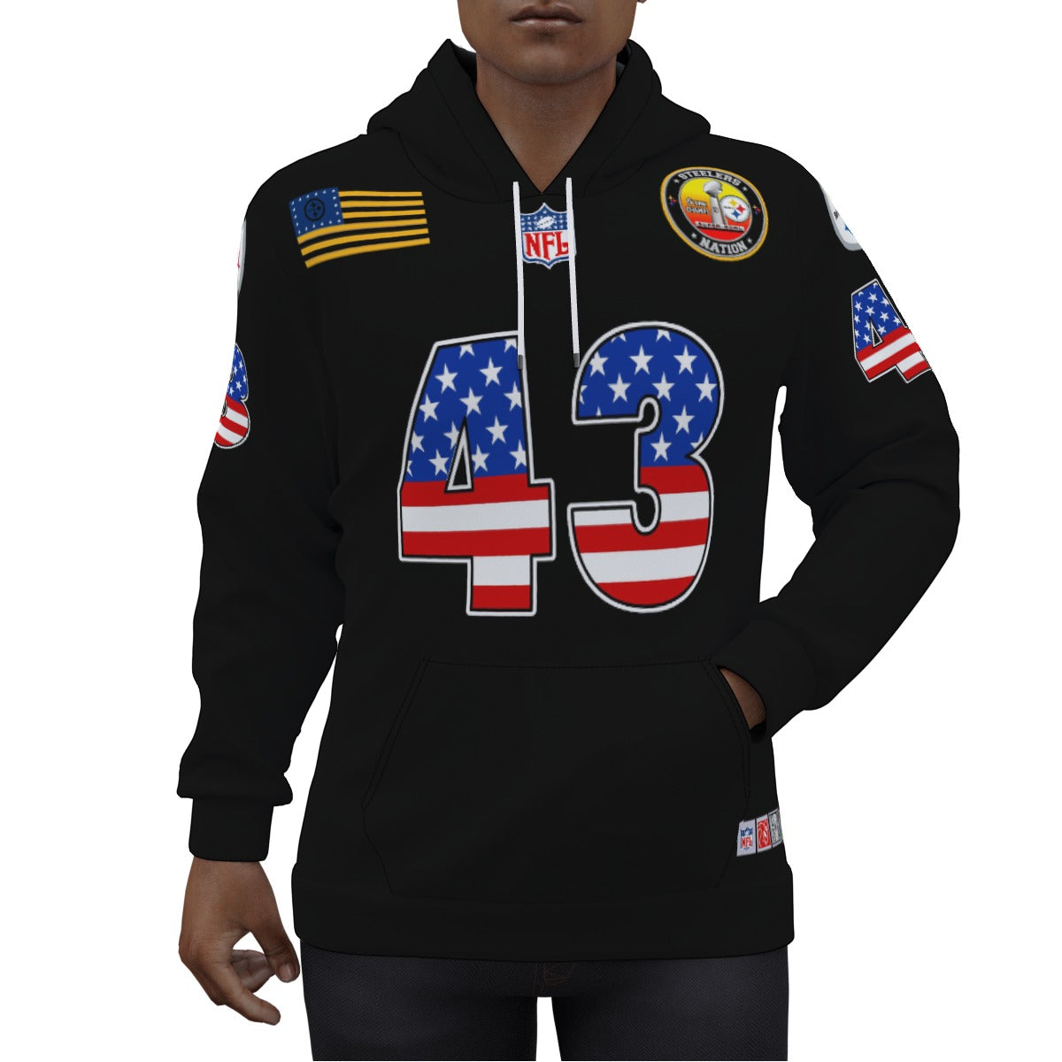 Troy Polamalu The American Flag Pittsburgh Steelers Jersey Hoodie