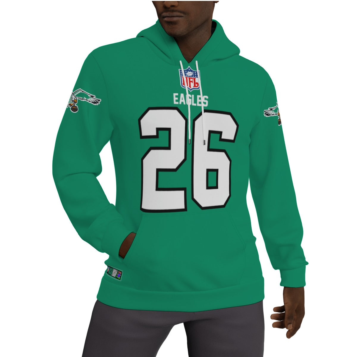 Philadelphia Eagles Saquan Barkley Kelly Green Fleeced Lined Hoodie