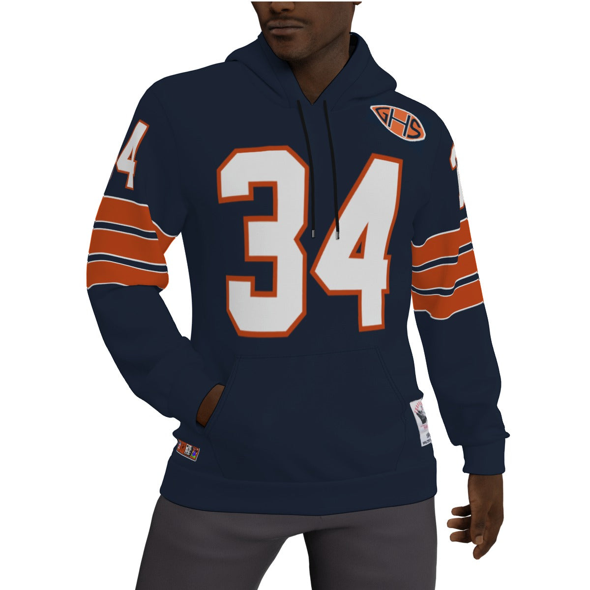 Walter Payton Vintage Chicago Bears Fleeced Lined Jersey Hoodie