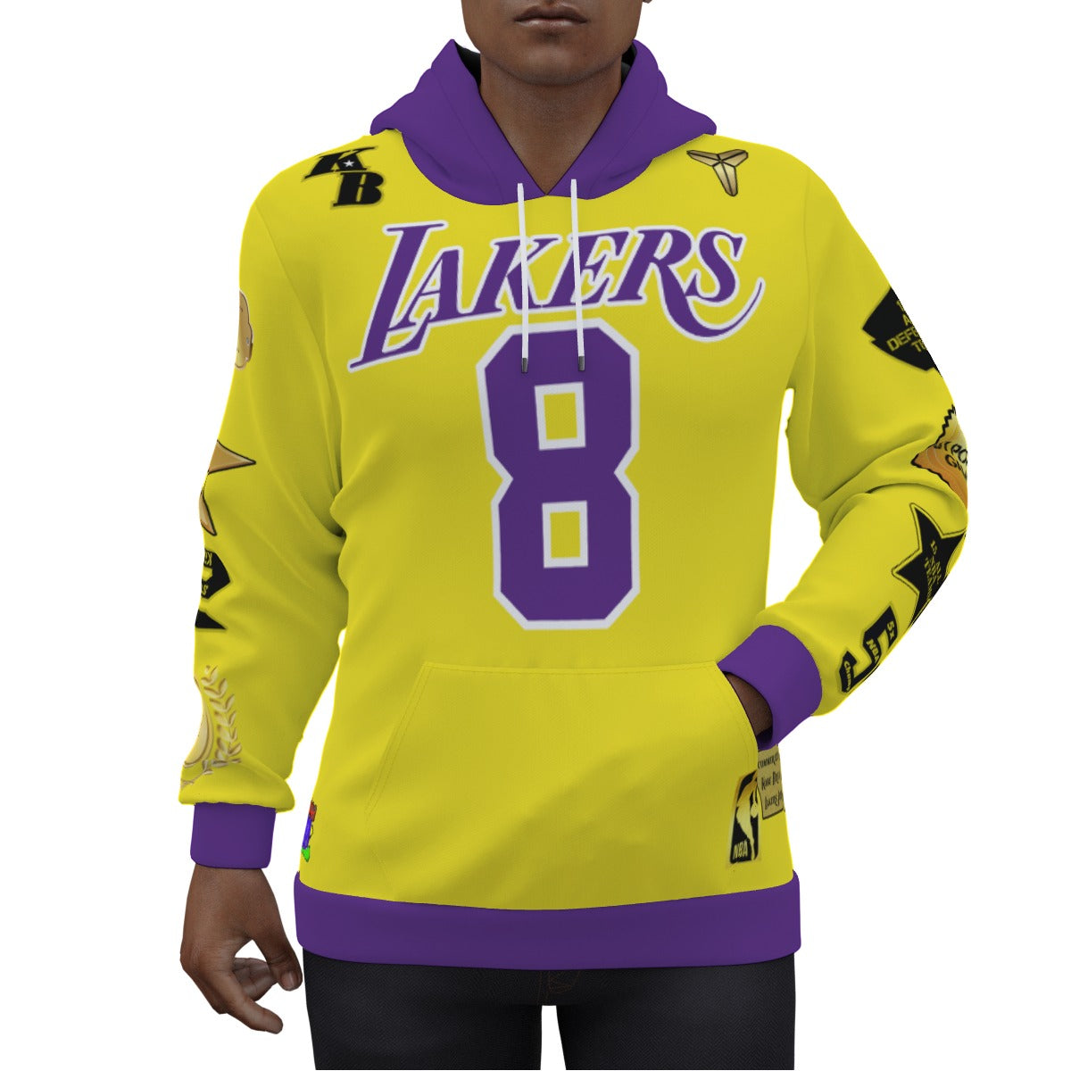 Kobe Bryant Yellow 8/24 Jersey Hoodie Purple Accents