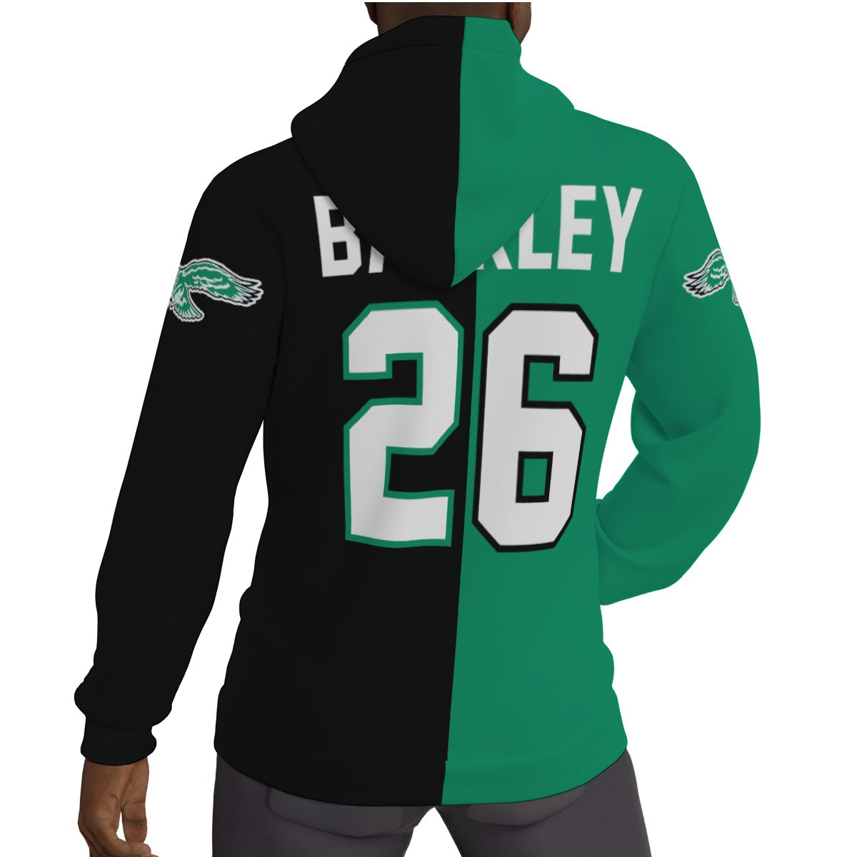Philadelphia Eagles Saquan Barkley Kelly Green/Black 1/2 1/2 Fleece Lined Hoodie