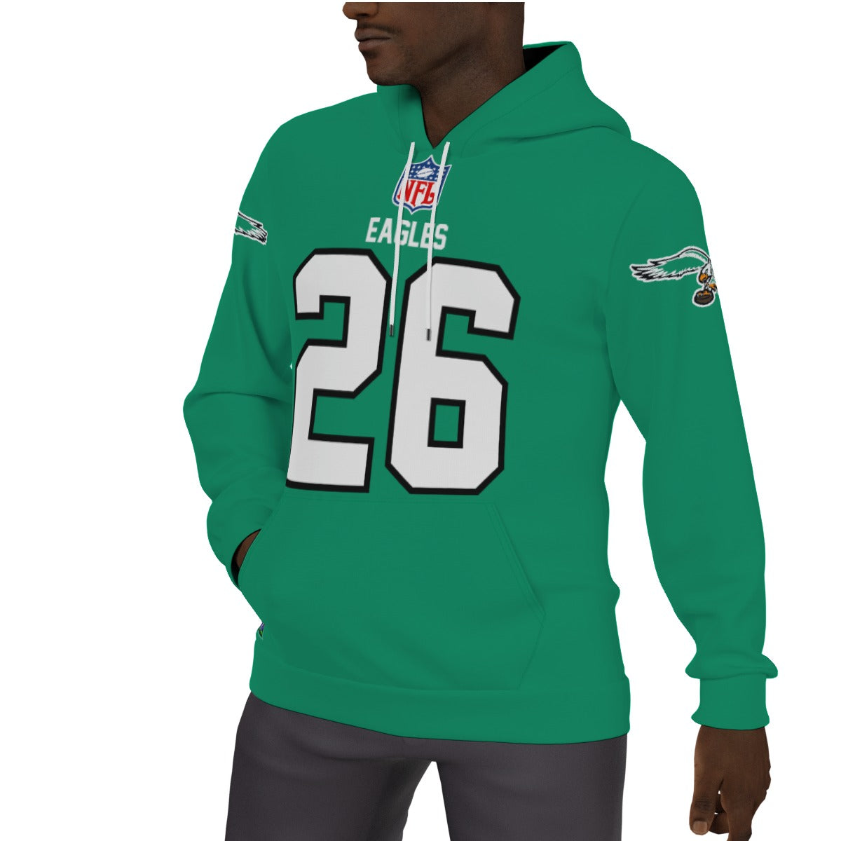 Philadelphia Eagles Saquan Barkley Kelly Green Fleeced Lined Hoodie