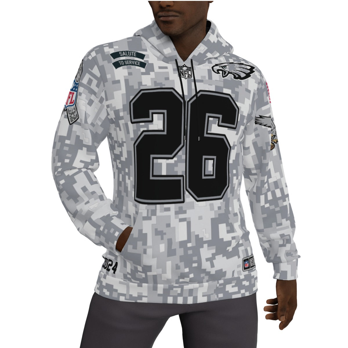 2024 Saquan Barkley Philadelphia Eagles Salute to Fleece Lined Jersey Hoodie