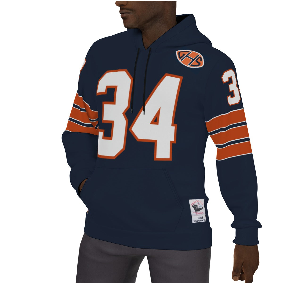 Walter Payton Vintage Chicago Bears Fleeced Lined Jersey Hoodie