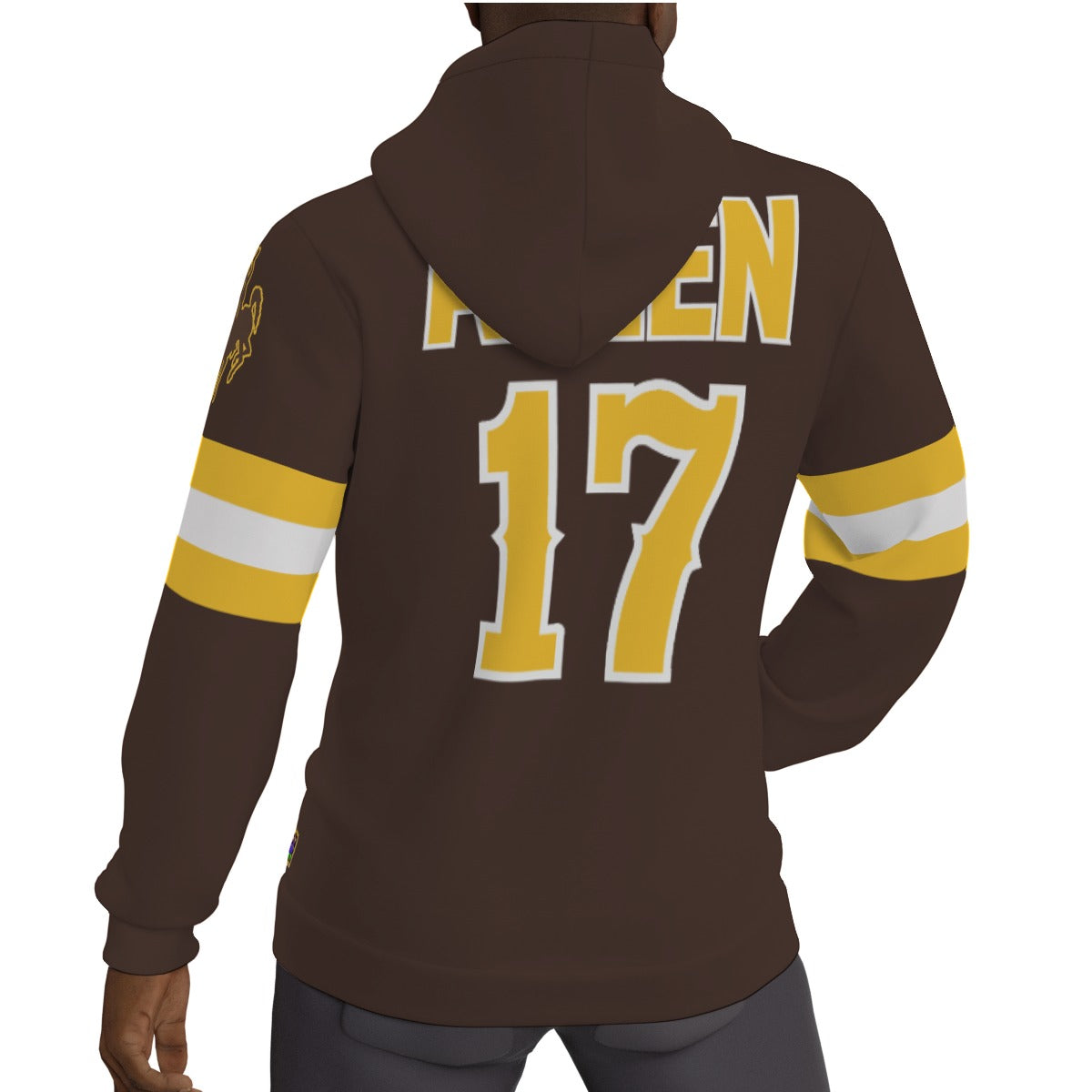 Josh Allen Wyoming Brown Jersey Fleeced Lined Hoodie