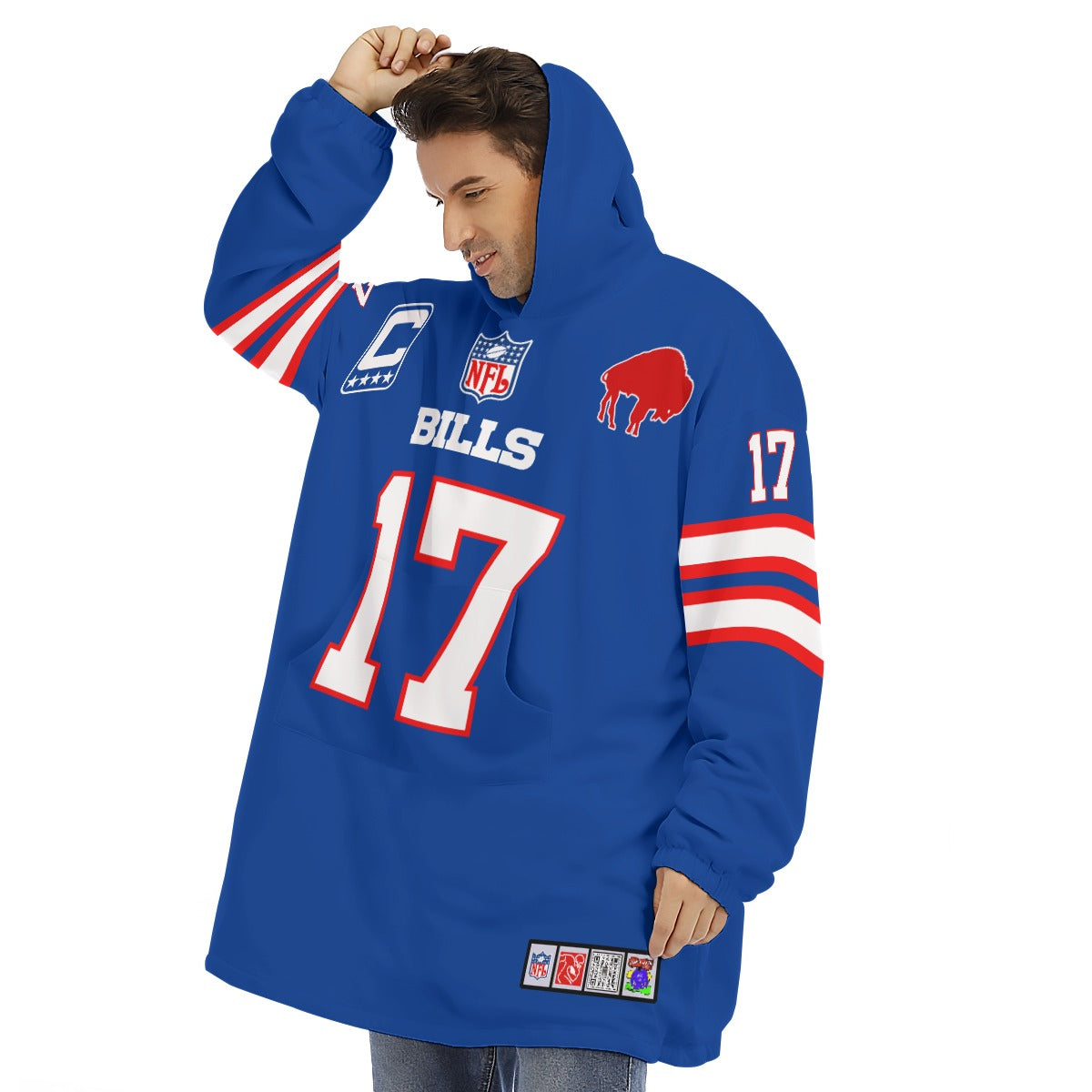 Josh Allen Buffalo Bills Sherpa Fleece Hoodie Blanket