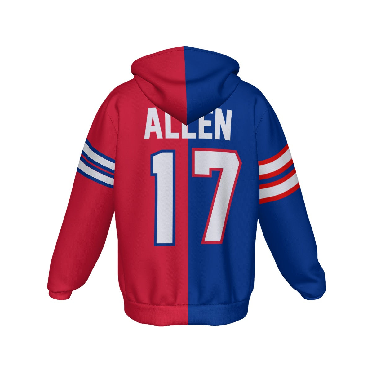 Josh Allen Zipper Buffalo Bills Half and Half Jersey Hoodie