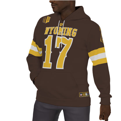 Josh Allen Wyoming Brown Jersey Fleeced Lined Hoodie