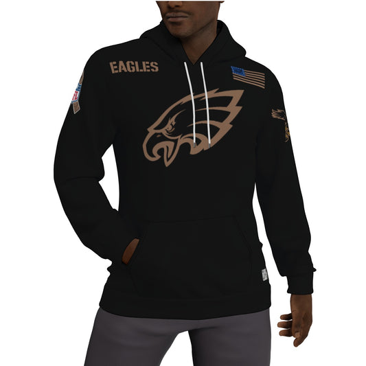 Philadelphia Eagles Black New Logo Salute To Service Fleeced Lined Hoodie