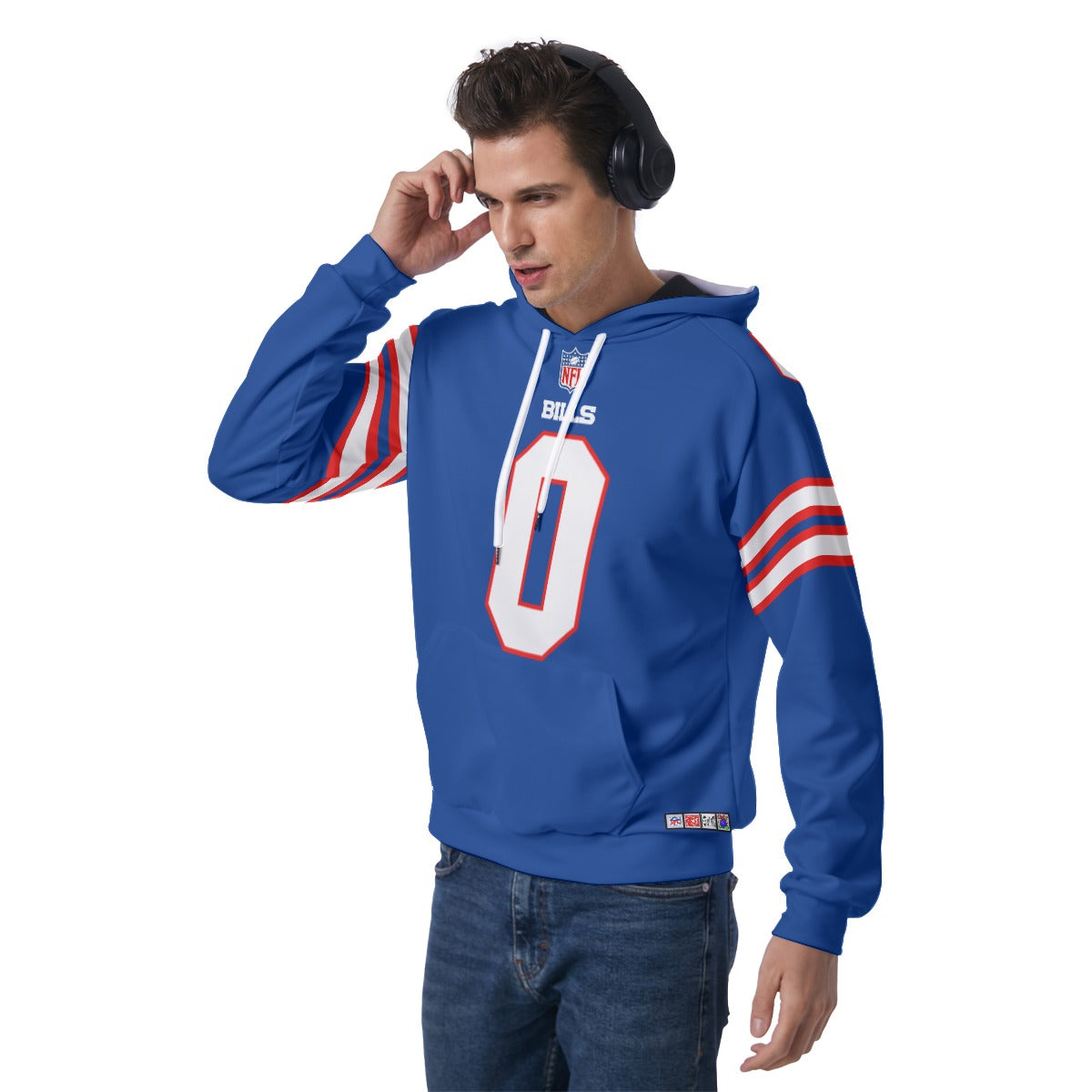 Buffalo Bills Keon Coleman Blue Jersey Hoodie with Shoulder Number