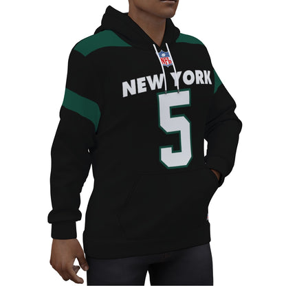 NY Jets Garrett Wilson Black Jersey Hoodie