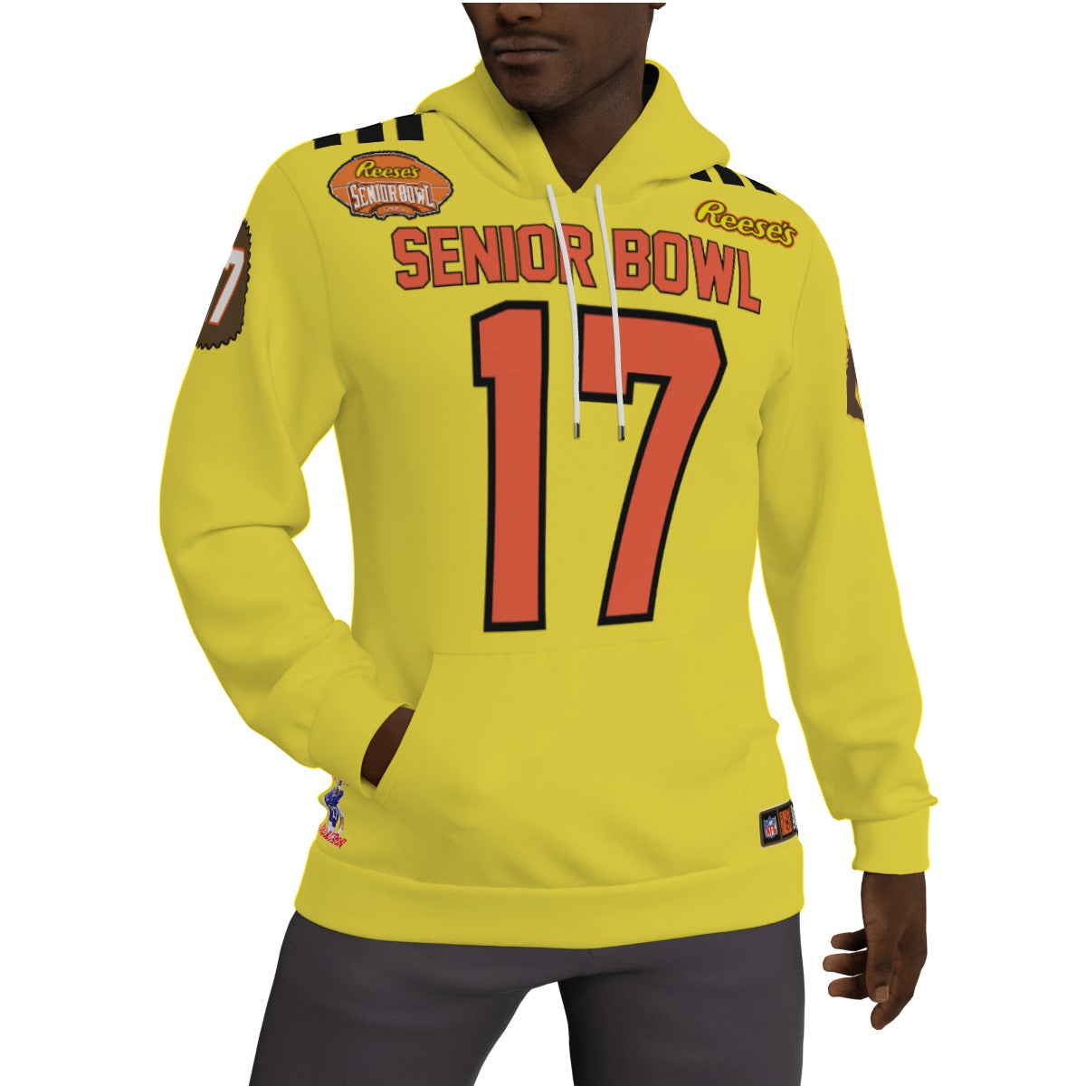 Josh Allen Senior Bowl Yellow Jersey Hoodie Fleeced Lined Version 2