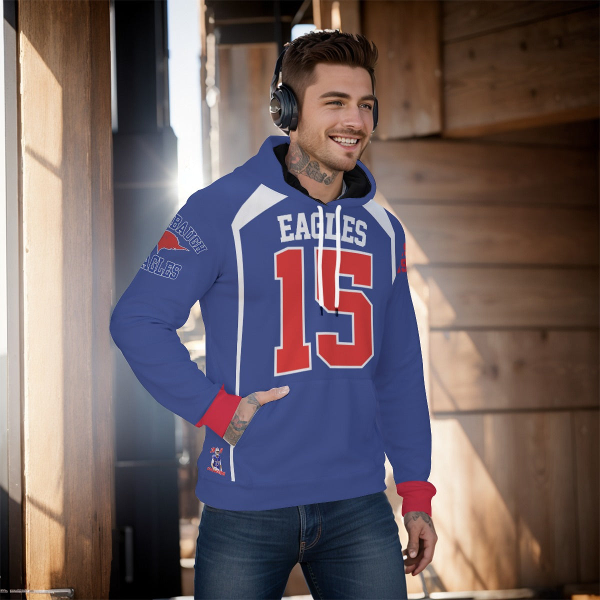 Josh Allen Blue Firebaugh Eagles High School Jersey Hoodie