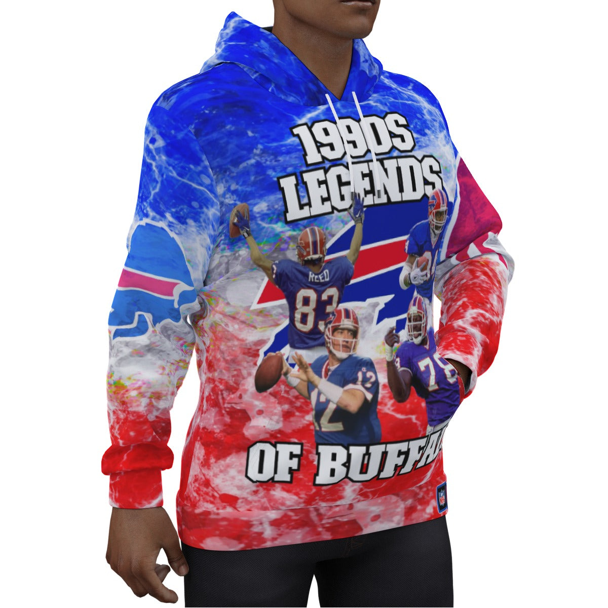 1990s Legends of Buffalo Bills Electric Clouds Style Hoodie