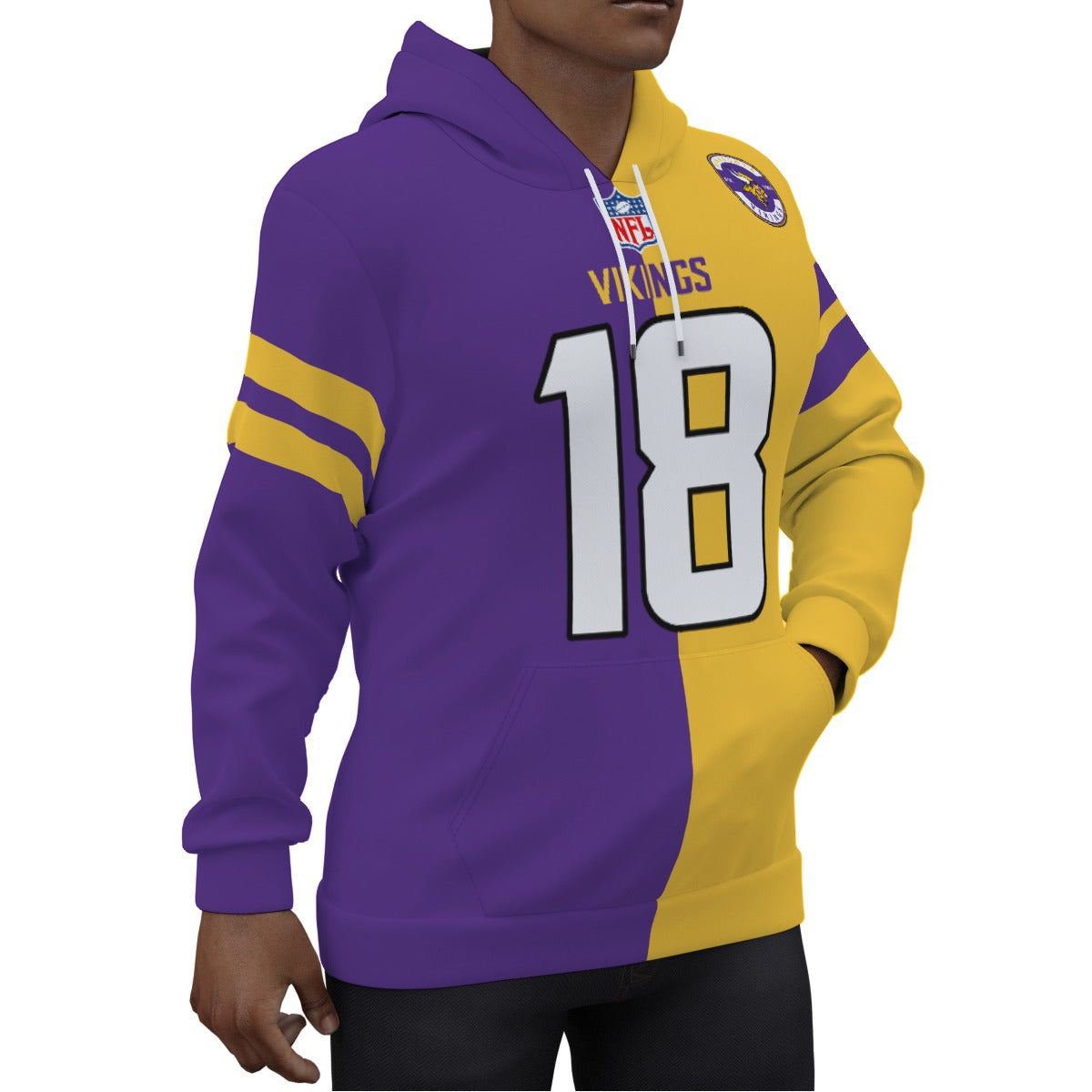 Justin Jefferson Half and Half Jersey Hoodie White Numbers