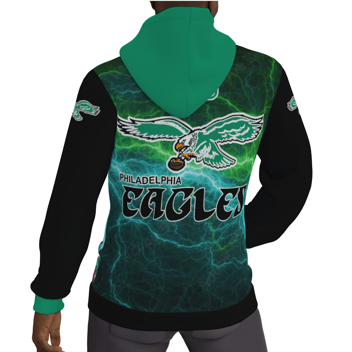 Philadelphia Eagles Team Collage Electric Sky Fleeced Lined Hoodie