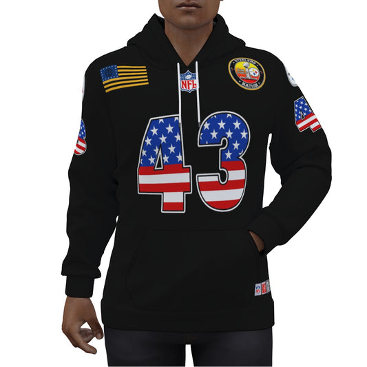 Troy Polamalu  The American Flag Pittsburgh Steelers Jersey Hoodie