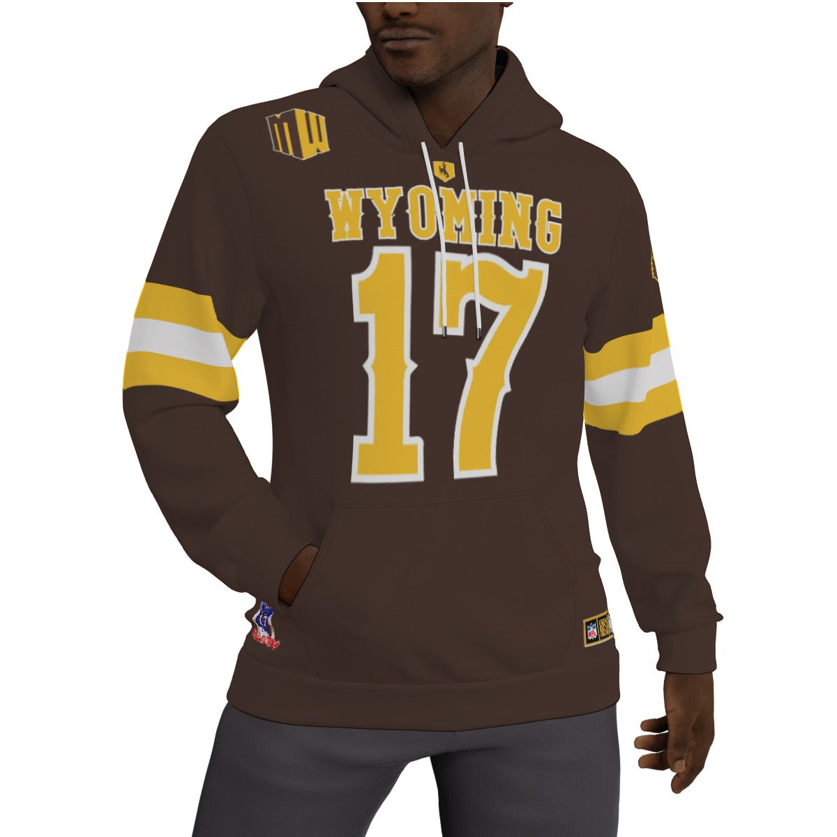 Josh Allen Wyoming Brown Jersey Fleeced Lined Hoodie