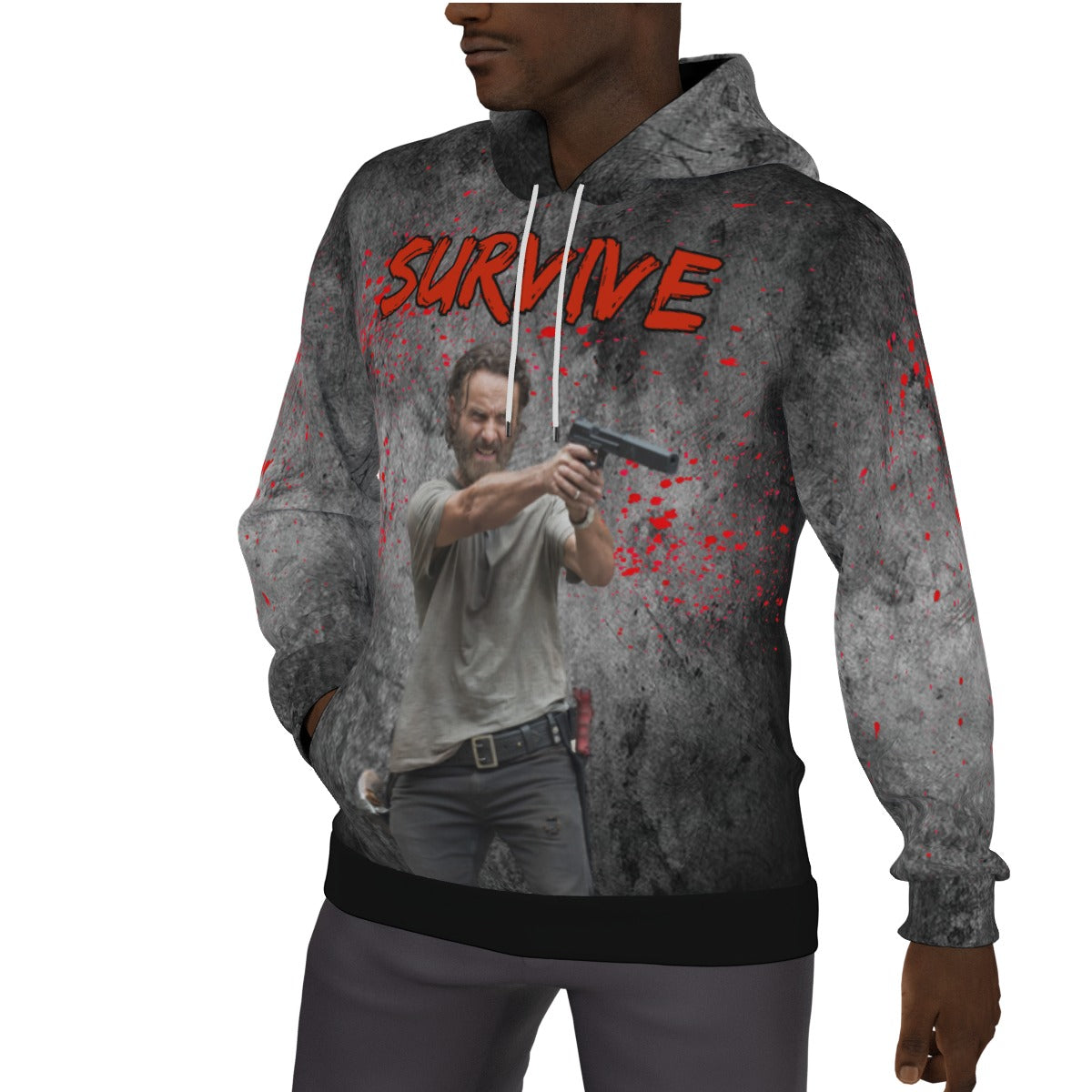 Rick Grimes Walking Dead Survive Fleeced Lined Hoodie