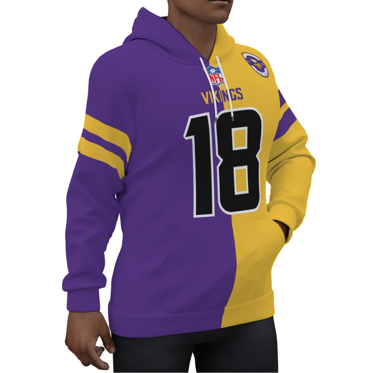 Justin Jefferson Half and Half Jersey Hoodie Black Numbers