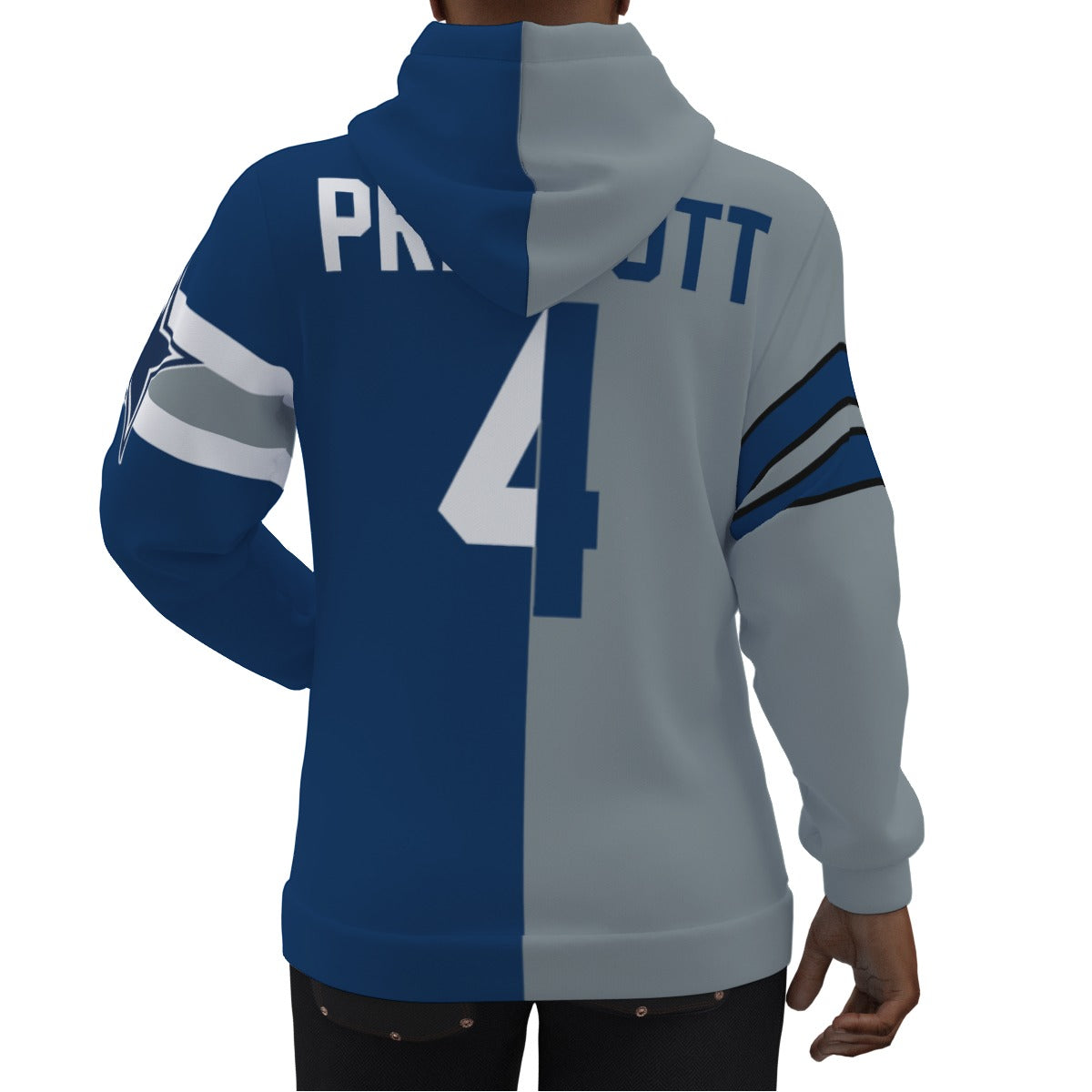 Dak Prescott Dallas Cowboys 1/2 and 1/2 Jersey Hoodie