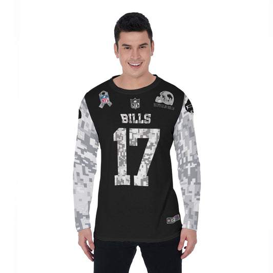 Josh Allen Alternative Black 2024 Salute to Service Long Sleeve Jersey T-Shirt