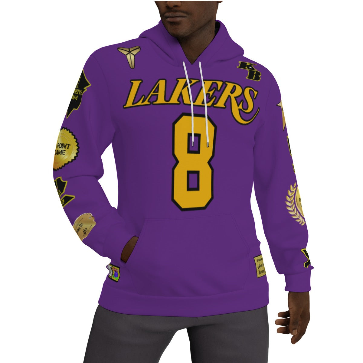 Kobe Bryant Lakers 8/24 P:urple Fleeced Lined Jersey Hoodie