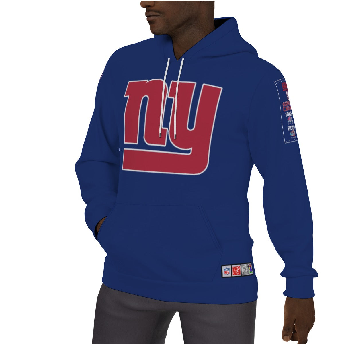 New York Giants Blue Fleeced Lined Hoodie Version 2