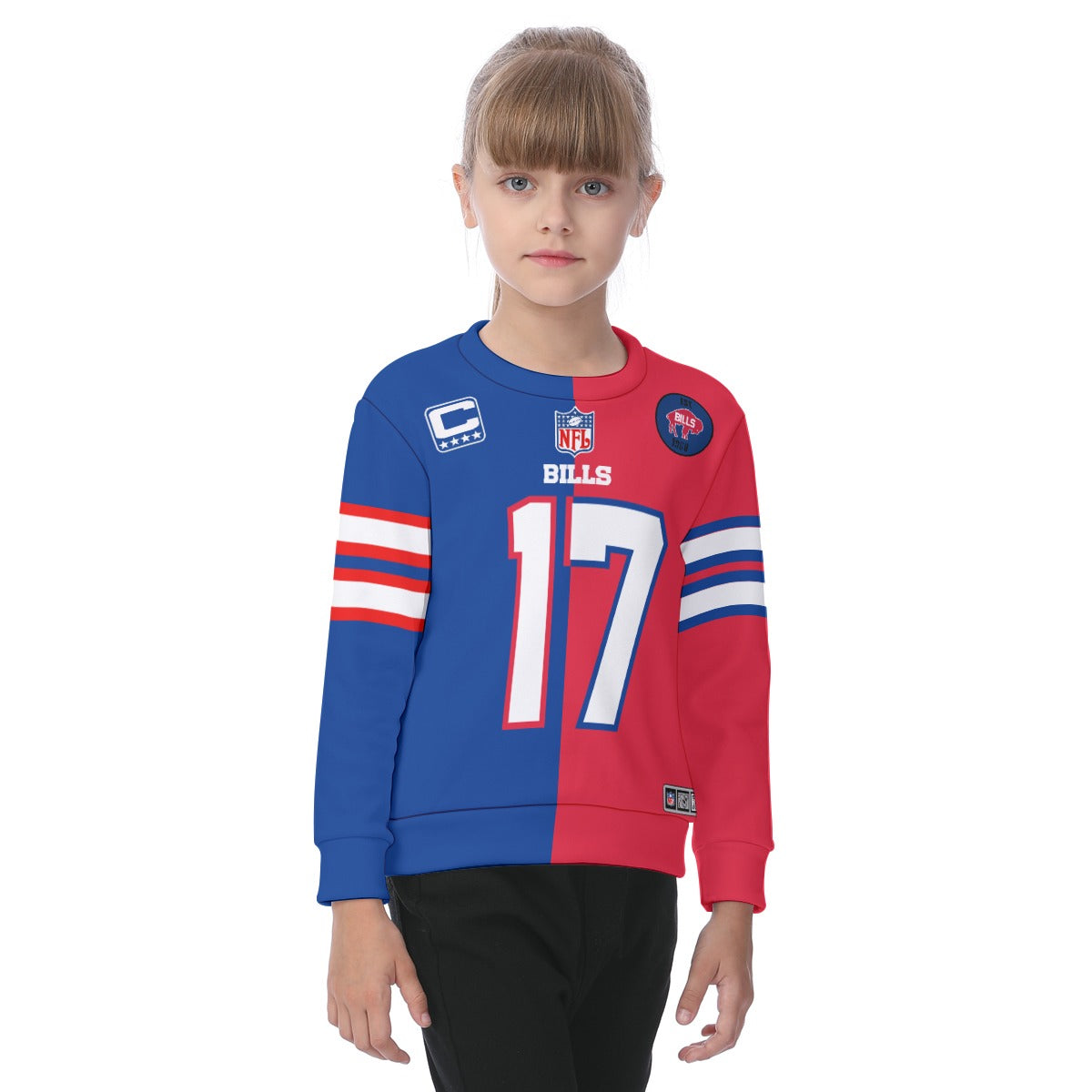 Josh Allen Buffalo Bills Youth Half and Half Jersey Sweatshirt