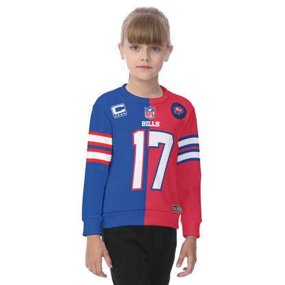 Josh Allen Buffalo Bills Youth Half and Half Jersey Sweatshirt