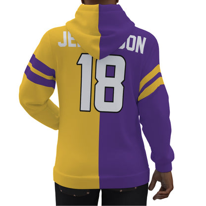 Justin Jefferson Half and Half Jersey Hoodie White Numbers