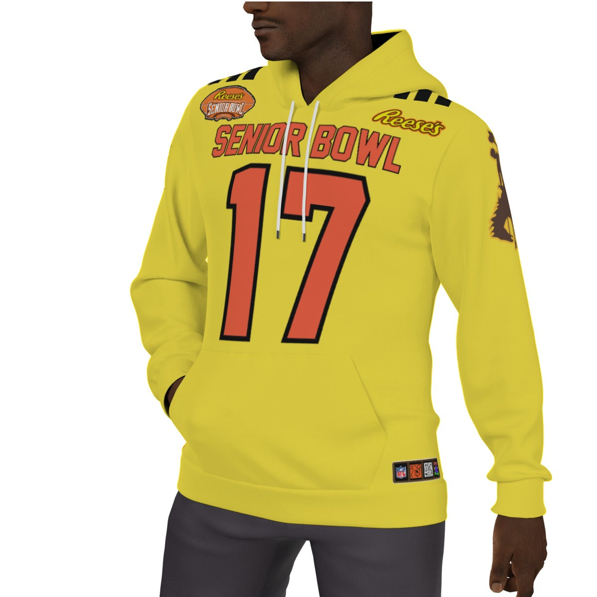 Josh Allen Senior Bowl Yellow Jersey Hoodie Fleeced Lined Version 2