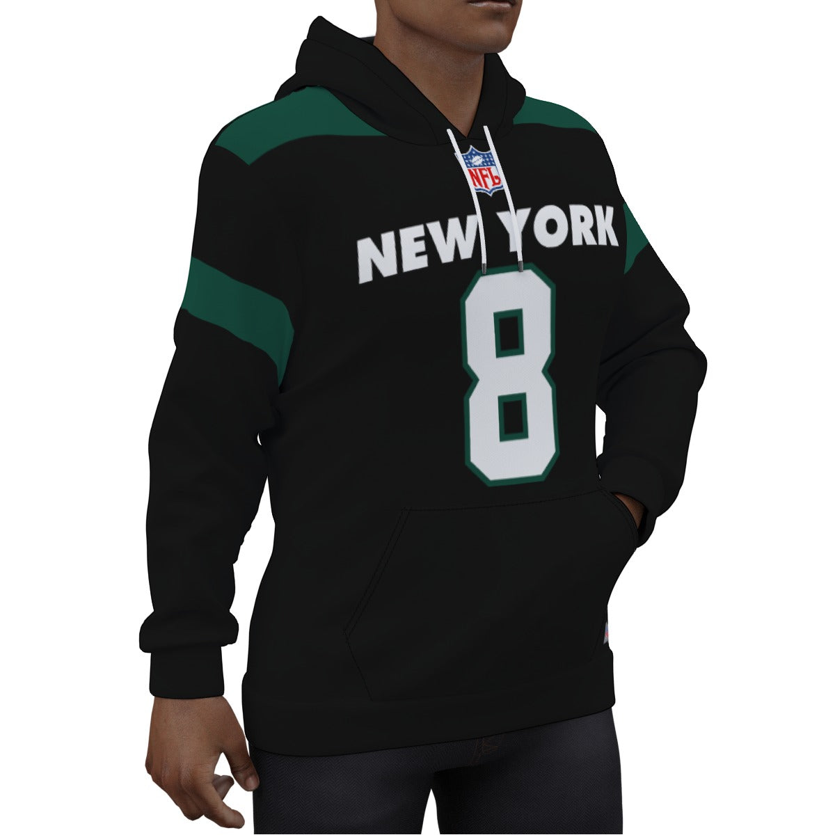 NY Jets Aaron Rodgers Black Jersey Hoodie