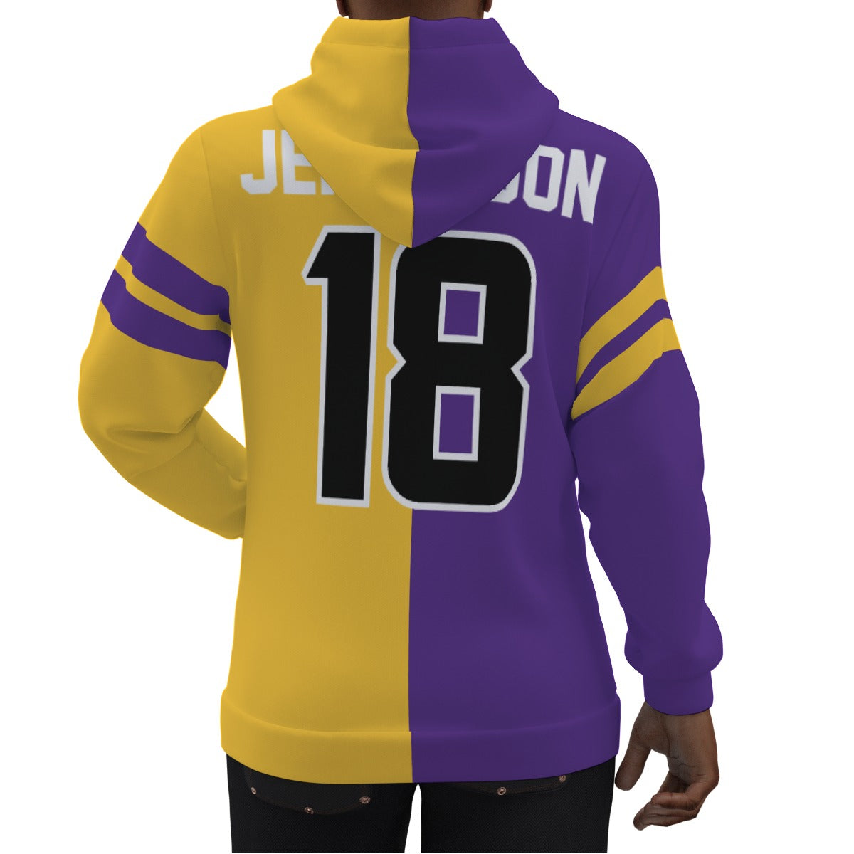 Justin Jefferson Half and Half Jersey Hoodie Black Numbers