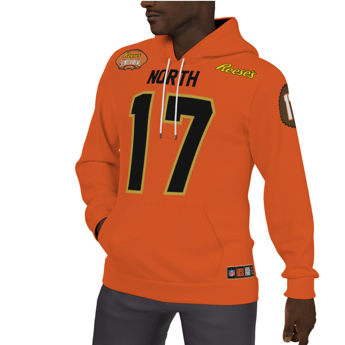 Josh Allen Reeses Senior Bowl Orange Jersey Fleeced Lined Hoodie