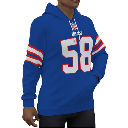 Buffalo Bills Matt Milano Blue Hoodie Jersey