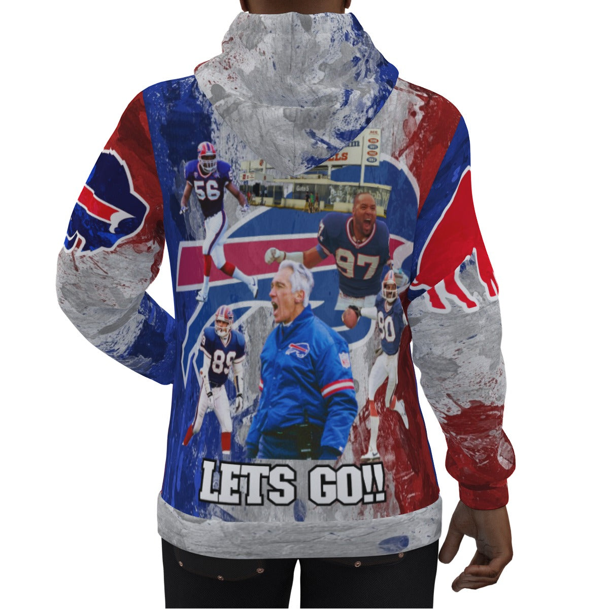 1990s Legends of Buffalo Bills Painted Splatter Style Hoodie