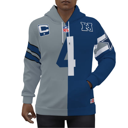 Dak Prescott Dallas Cowboys 1/2 and 1/2 Jersey Hoodie