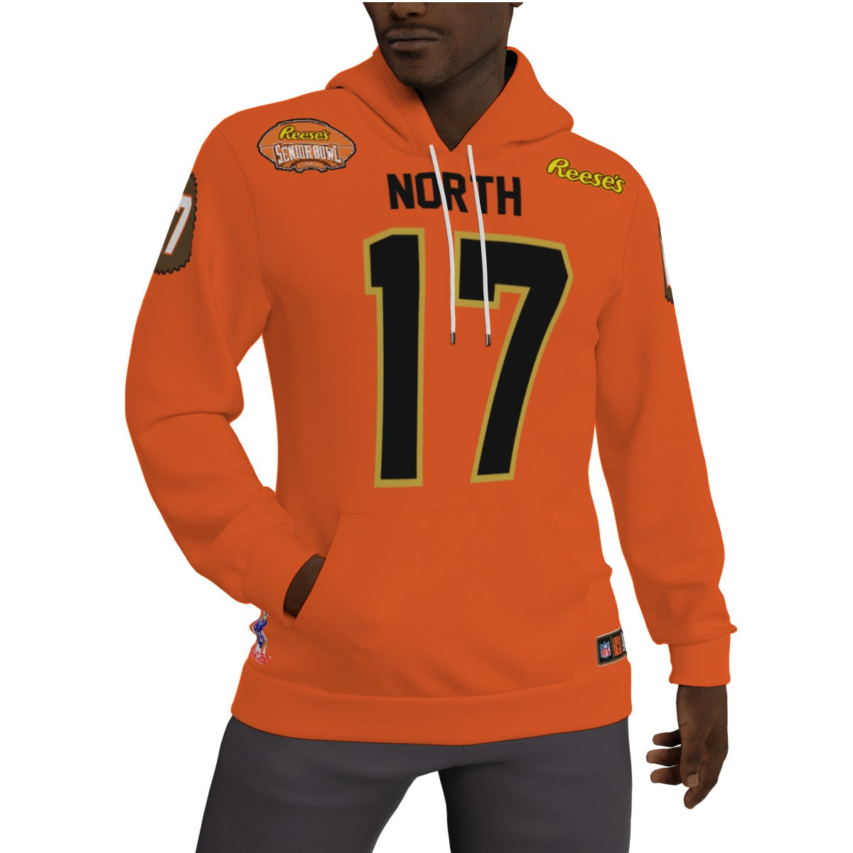 Josh Allen Reeses Senior Bowl Orange Jersey Fleeced Lined Hoodie