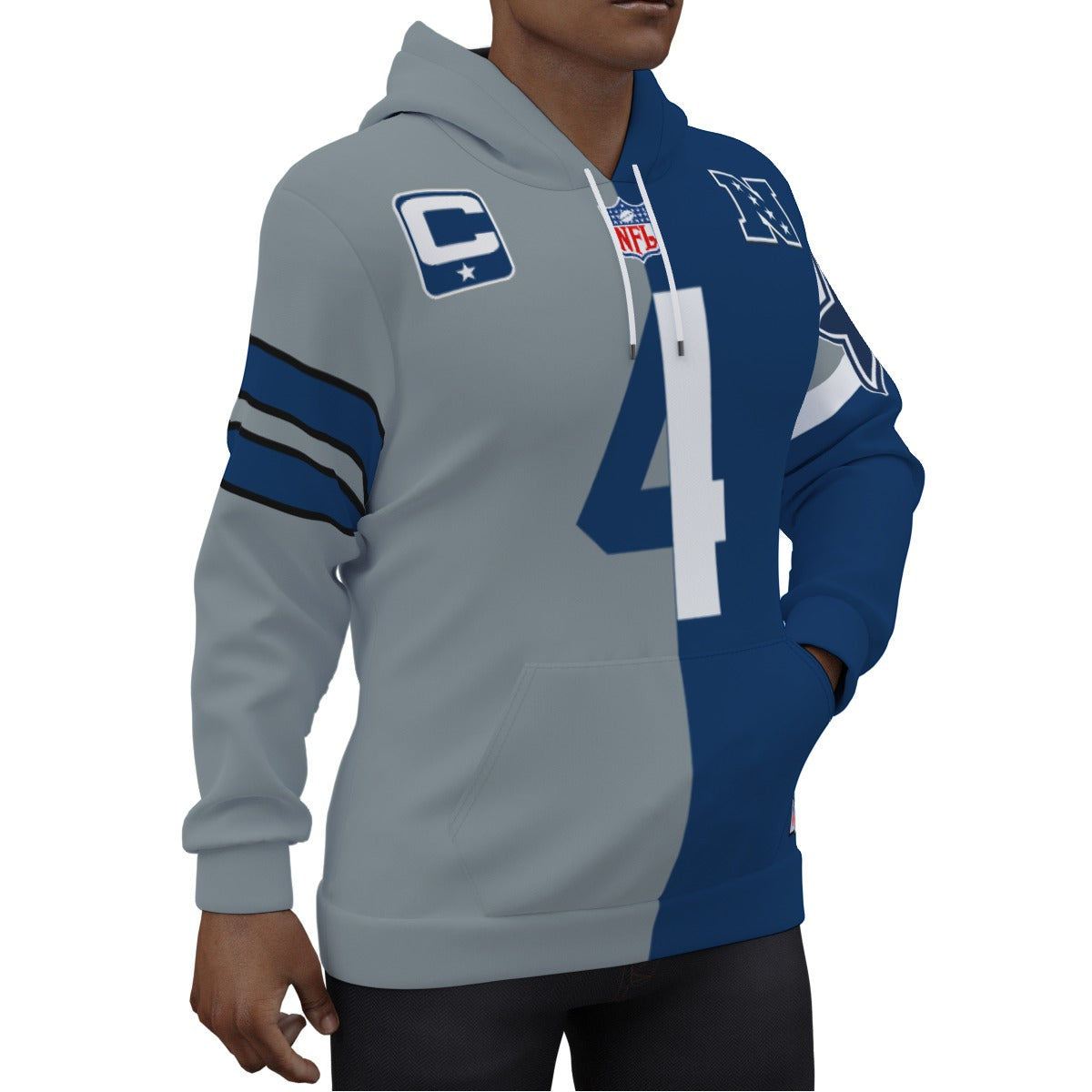 Dak Prescott Dallas Cowboys 1/2 and 1/2 Jersey Hoodie