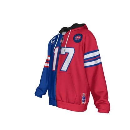 Josh Allen Zipper Buffalo Bills Half and Half Jersey Hoodie