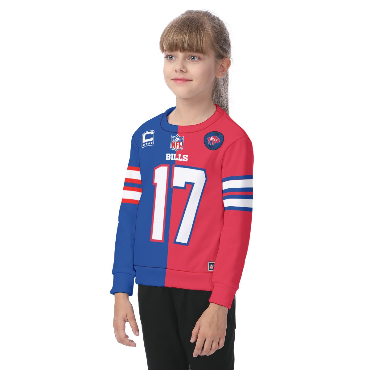 Josh Allen Buffalo Bills Youth Half and Half Jersey Sweatshirt