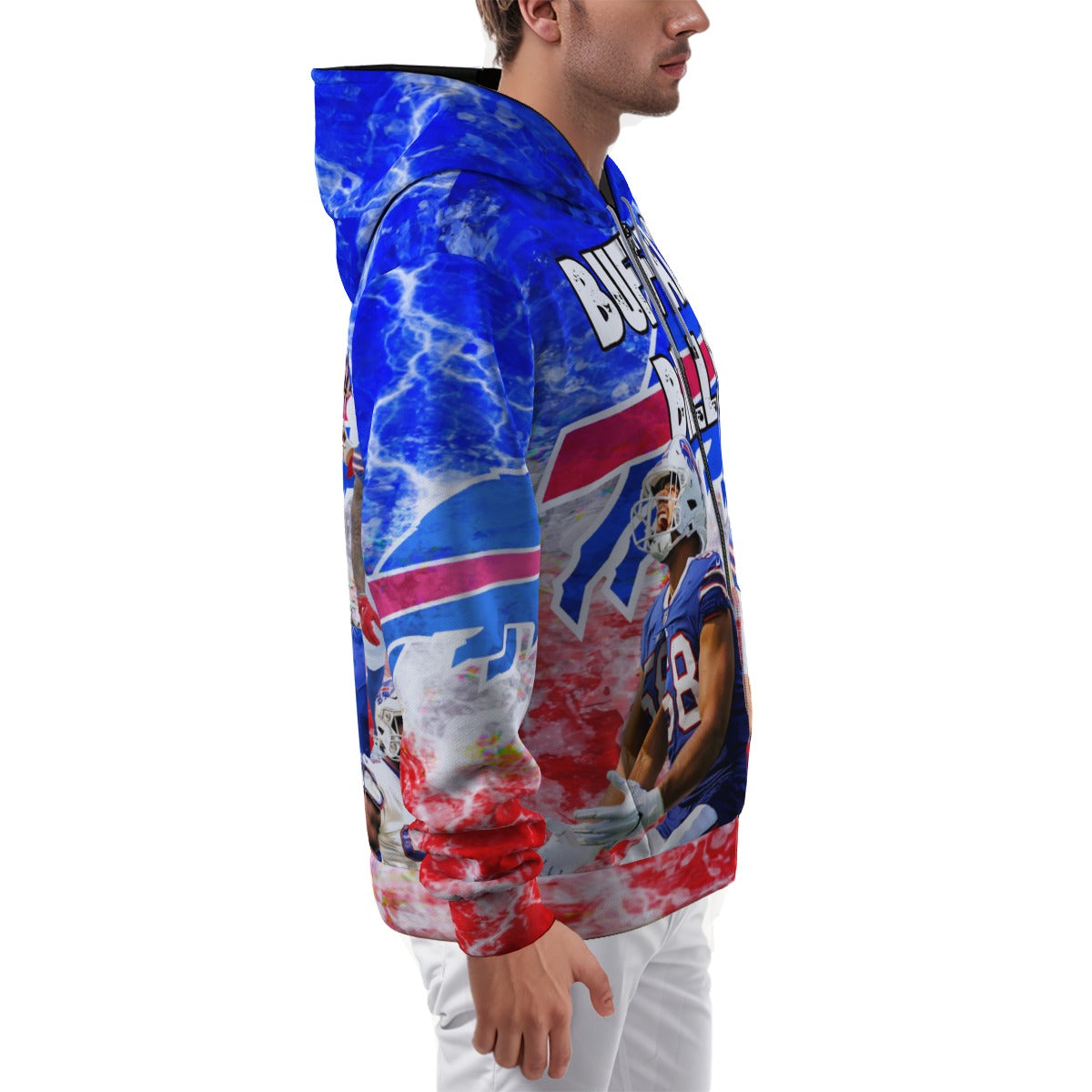 2024 Buffalo Bills Team Hoodie Electric Clouds Zipper Hoodie