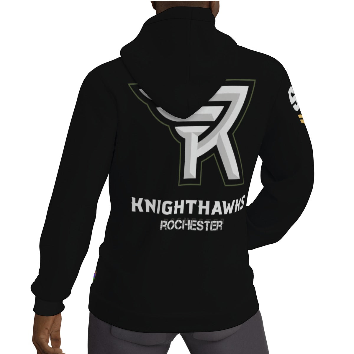 Rochester Knighthawks Black Fleeced Lined Hoodie