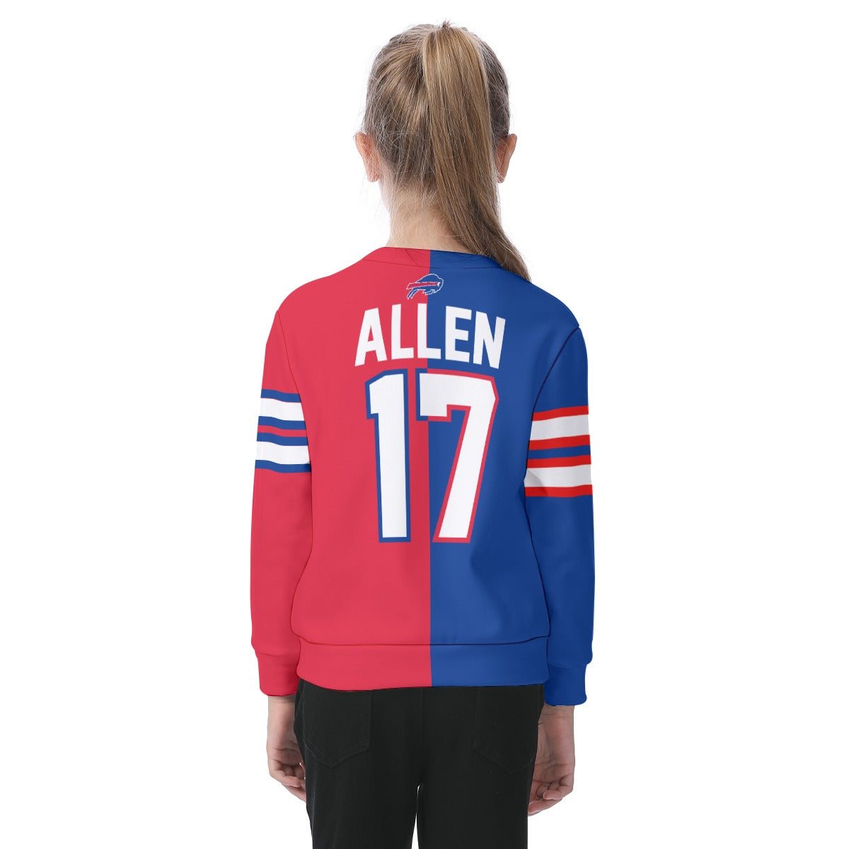 Josh Allen Buffalo Bills Youth Half and Half Jersey Sweatshirt