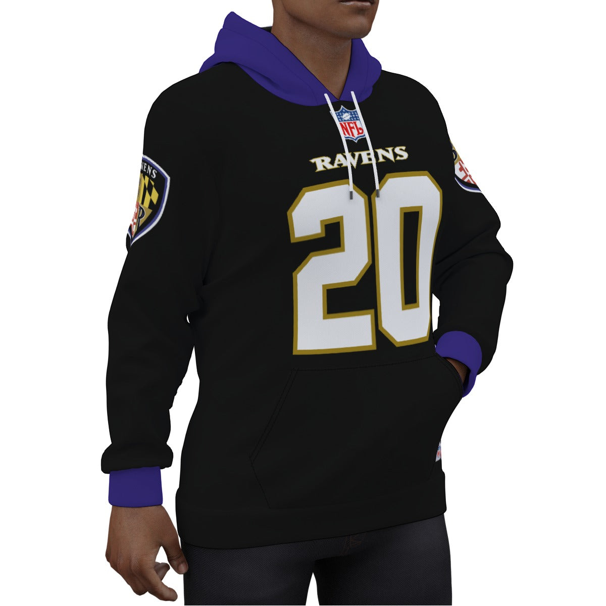 Baltimore Ravens Ed Reed Black Jersey Hoodie