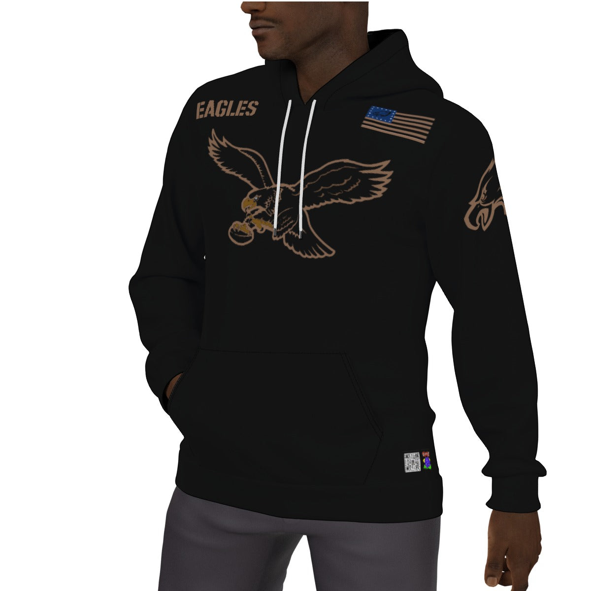 Philadelphia Eagles Black Old Logo  Salute To Service Fleeced Lined Hoodie