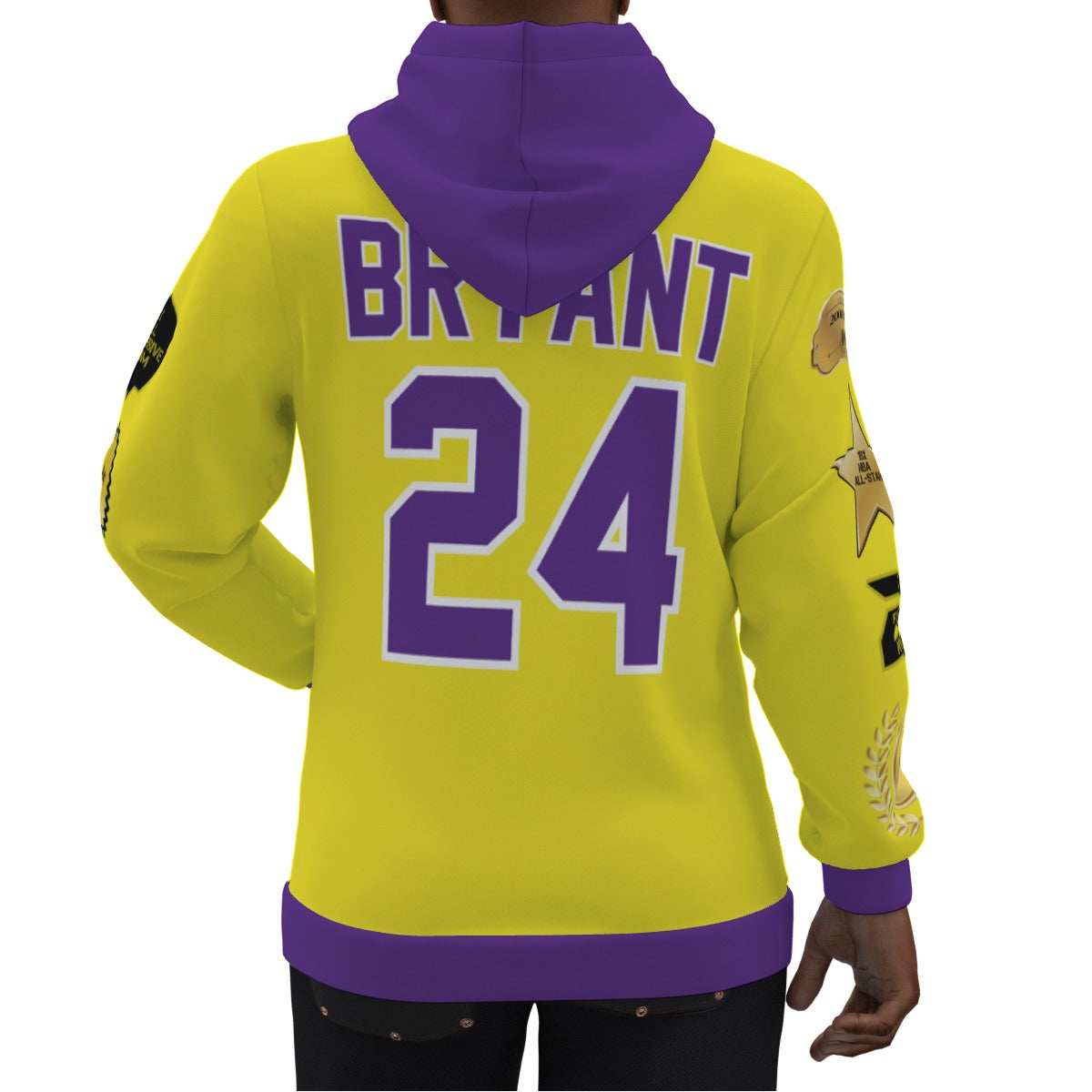 Kobe Bryant Yellow  8/24 Jersey Hoodie Purple  Accents